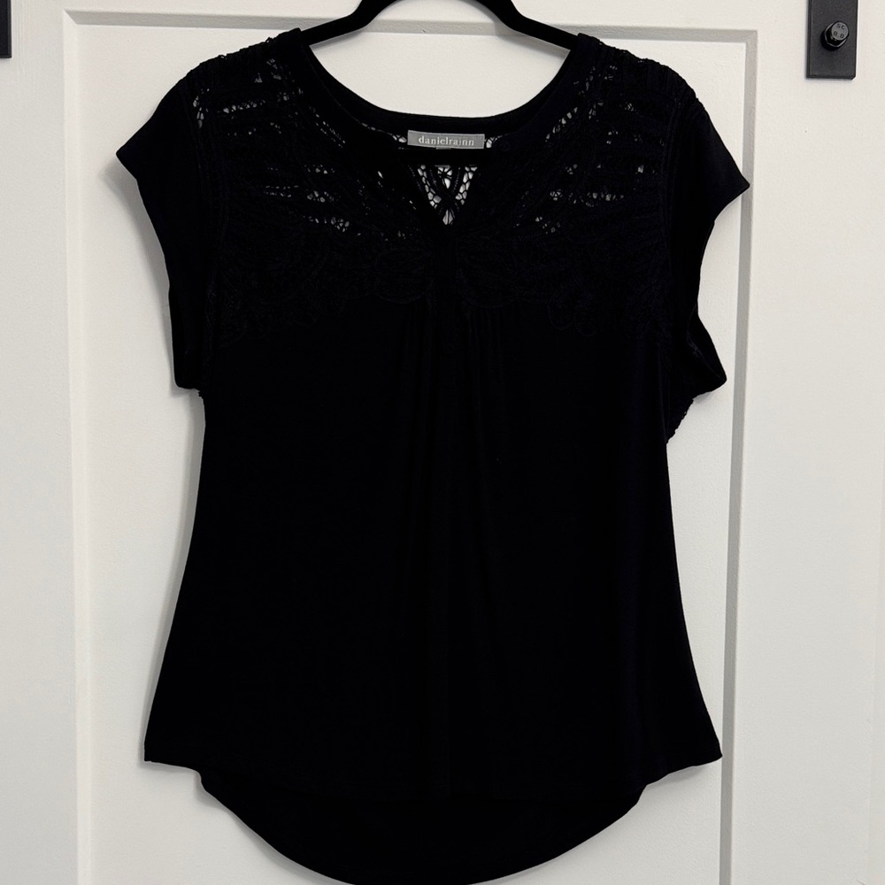 Elegant Black Lace Detail Blouse